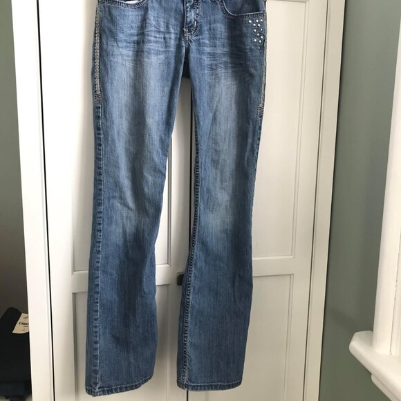 Rocky Mountain Clothing Co Y2K Biker Cruel Womens Denim Jeans Size 28W/5L *READ* - Picture 2 of 13